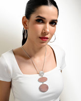 Round Spiral Necklace With Double Rose Quartz